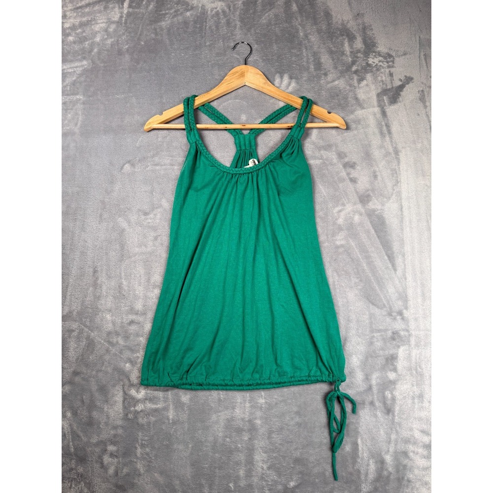 American Rag Cie Tank Top Womens Small Green Braided Strap Cinched Hem Stretch